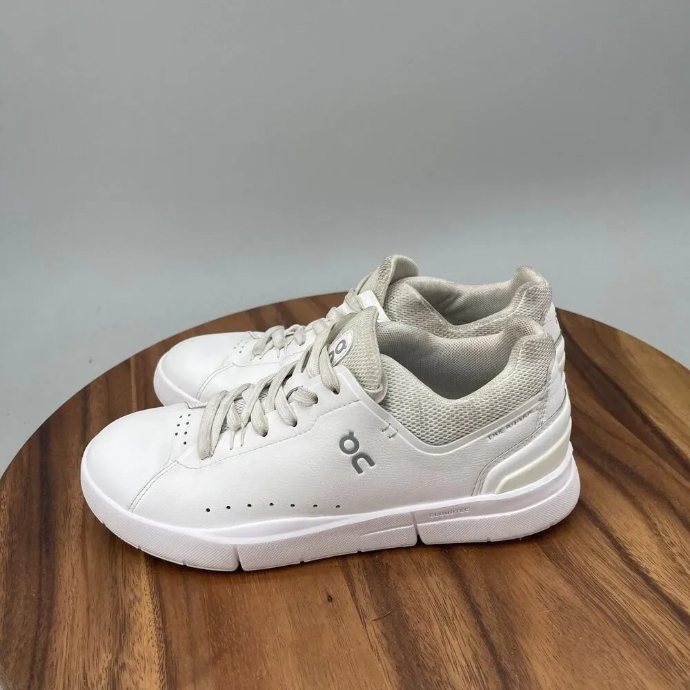 On Cloud The Roger Shoes Womens Size 7.5 White Leather Casual Tennis Sneakers